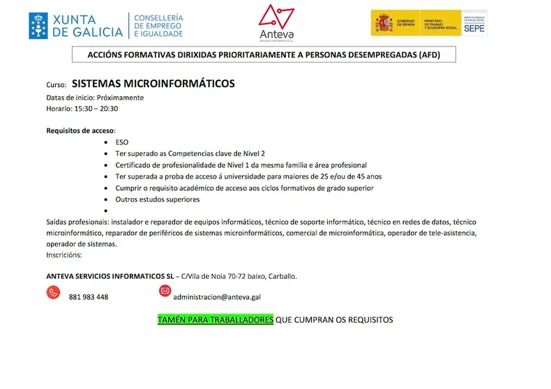 Curso Sistemas Microinformáticos Anteva Carballo