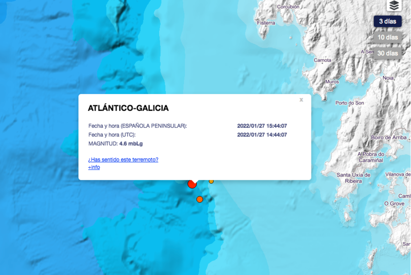 Terremoto 4.6 galicia 27-01-2022