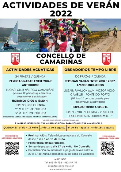 Actividades de Verán 2022-Camarinas