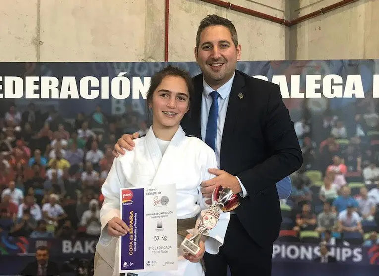 Naira Blanco co adestrador do Judo Bergantinos co presidente David Blanco