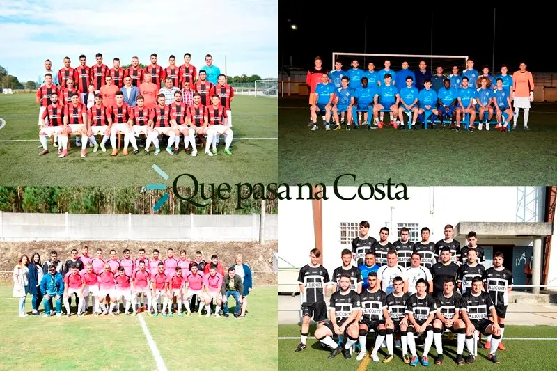 Os catro equipos que disputarán a fase de ascenso á Liga da Costa. Fotos: David Castro.