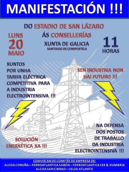 Manifestacion en Compostela da industria electrointensiva