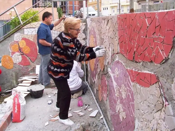 Mural de azulexo en Laxe