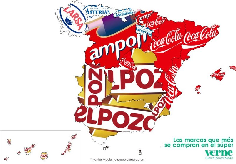 Mapa de marcas mais consumidas en Espana