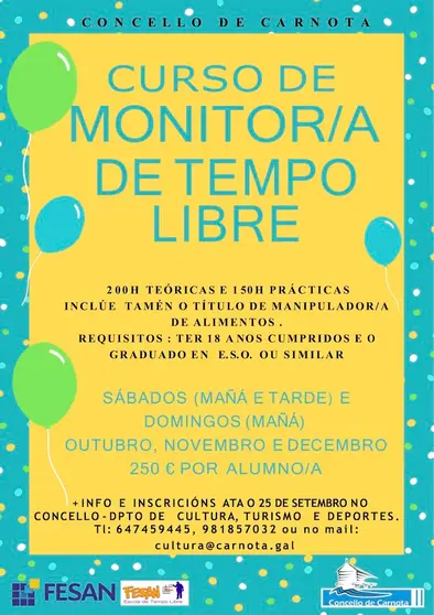 Curso Monito Tempo Libre Carnota 2019