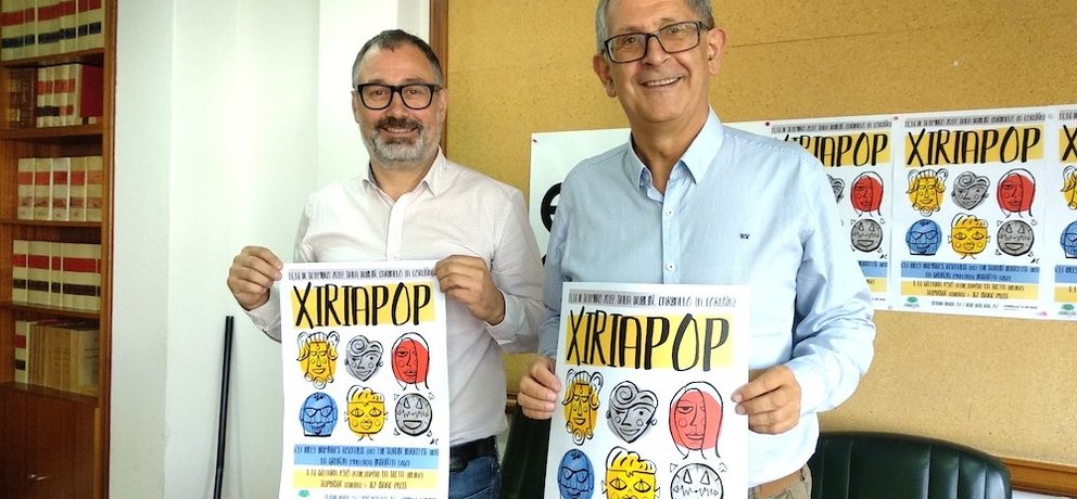 Xabier Grana e Evencio Ferrero presentando o Xiria Pop Carballo 2019
