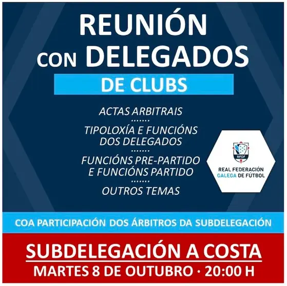 REUNIÓN DE DELEGADOS DELEGACIÓN DE A COSTA