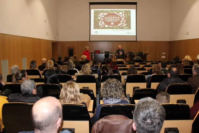 Na xuntanza do Fórum Carballo participaron o concelleiro de Promoción Económica, a técnica da OPE  e boa parte dos cen participantes.