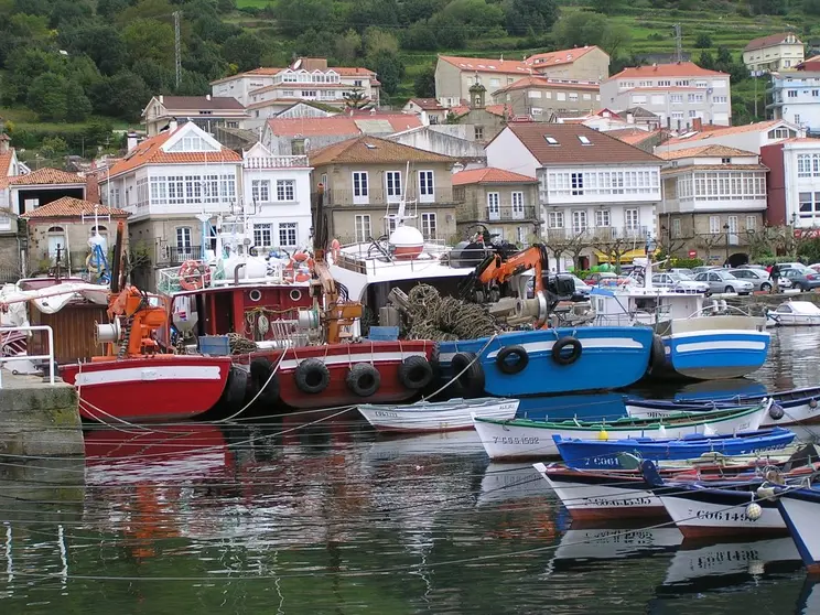 Barcos de baixura no porto de Muros