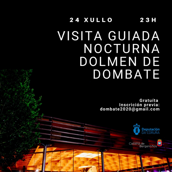 Cartel visita guiada ao dolmen de dombate nocturno