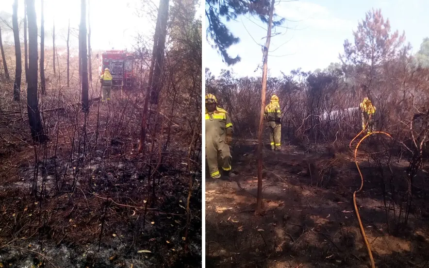 Brigadas arrefriando puntos quentes no incendio de Visue