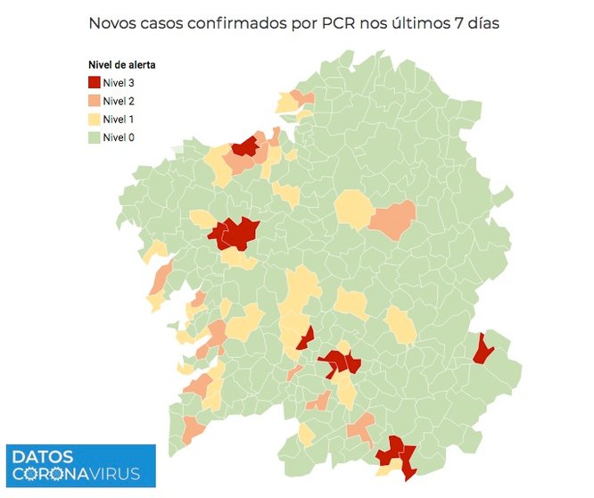 Mapa de Galicia de covid a 13-10-2020