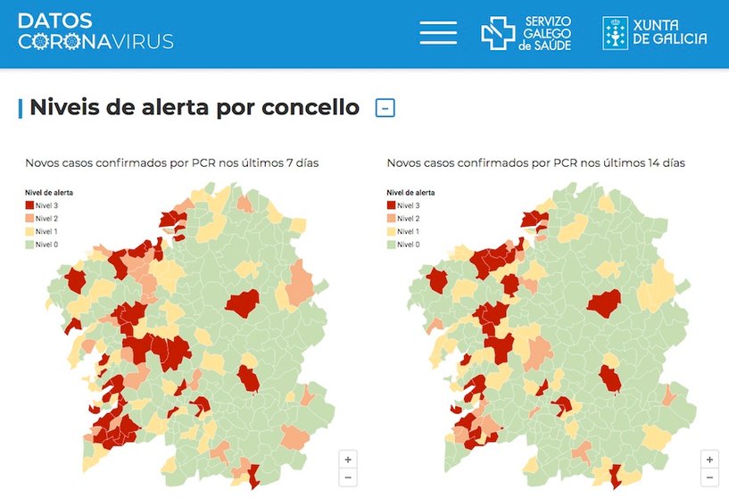 Mapa Galicia Coronavirus 27-10-2020