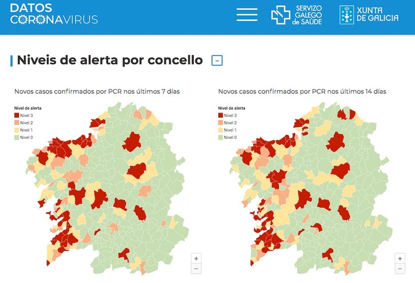 Mapa covid Galicia cos datos do 11-11-2020