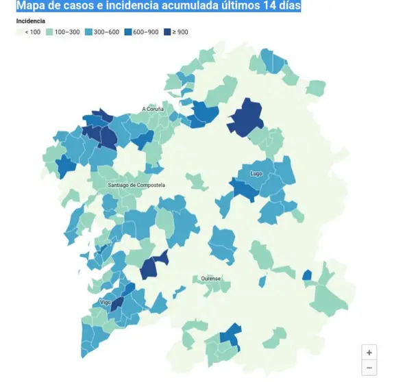 Mapa do Covid do 22-11-2020-Fonte Xornal de Vigo