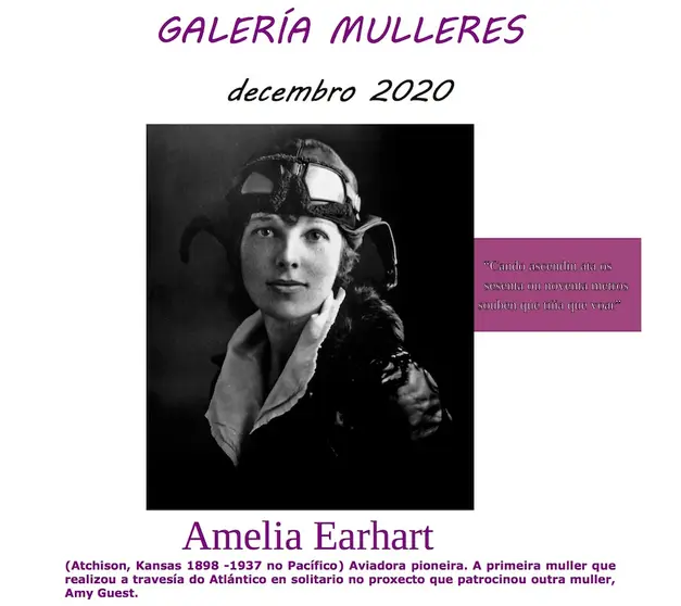 cartel amelia earhart Galeria Mulleres Muxia Decembro 2020