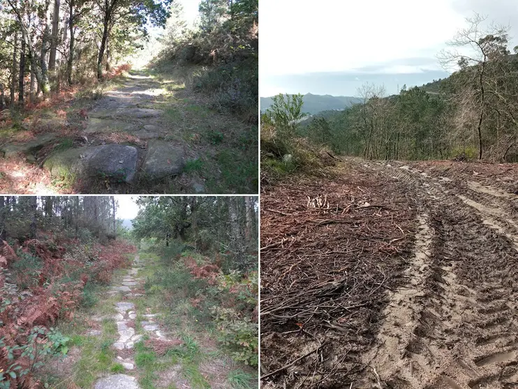 Calzada Romana en Muros antes e despois