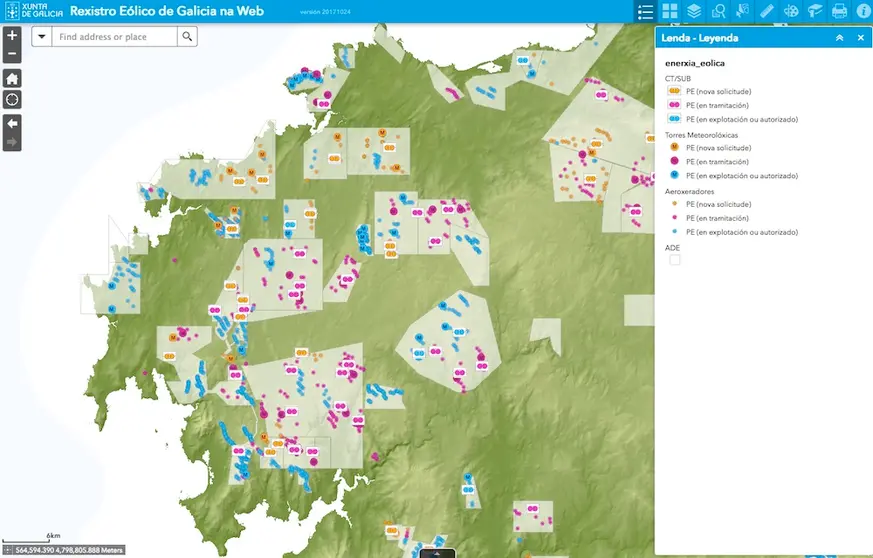 Mapa de Parques Eolicos Costa da Morte 2021