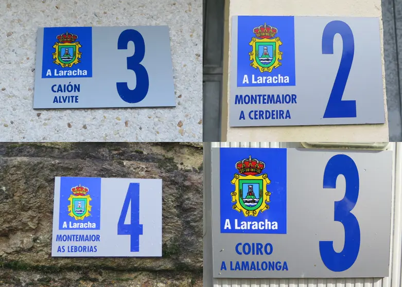 Placas de novos toponimos da Laracha