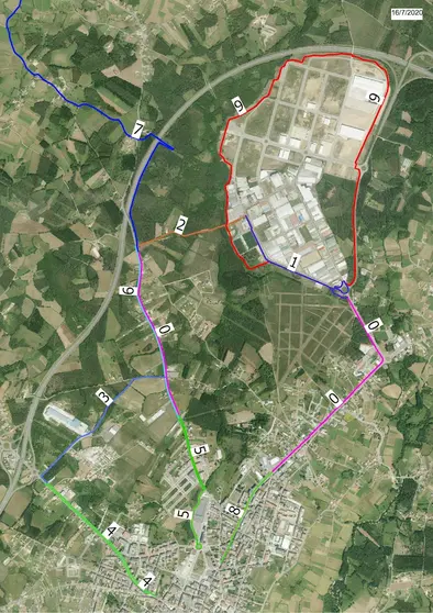 Plano das sendas ciclistas de Carballo