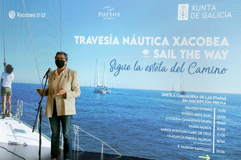 Rosa Quintana, acompañada pola presidenta de Portos de Galicia, Susana Lenguas, presentará antes os medios a travesía náutica xacobea Navega o Camiño