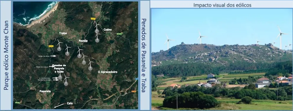 Impacto dos Eolicos nos Penedos de Traba e Pasarela