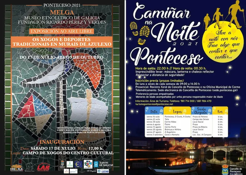 Exposicion de axulexo e Caminadas nocturnas en Ponteceso