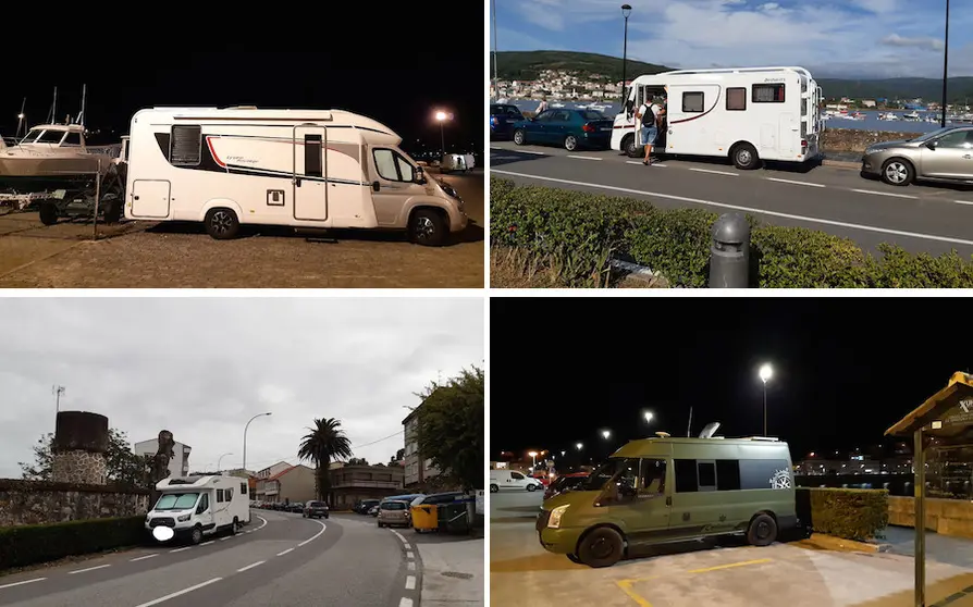 Autocaravanas aparcadas por Corcubion