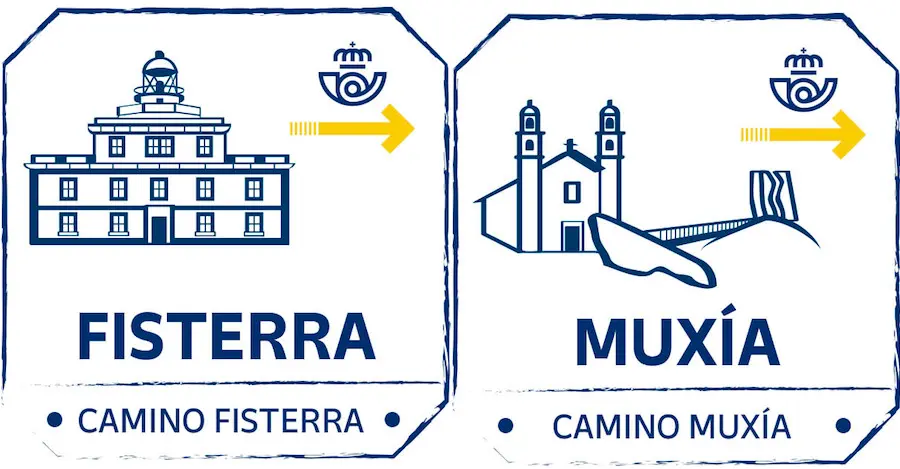 Selos Peregrinos de Correos para Fisterra e Muxia