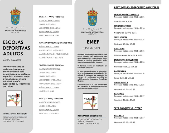 Actividades deportivas Malpica 22-23