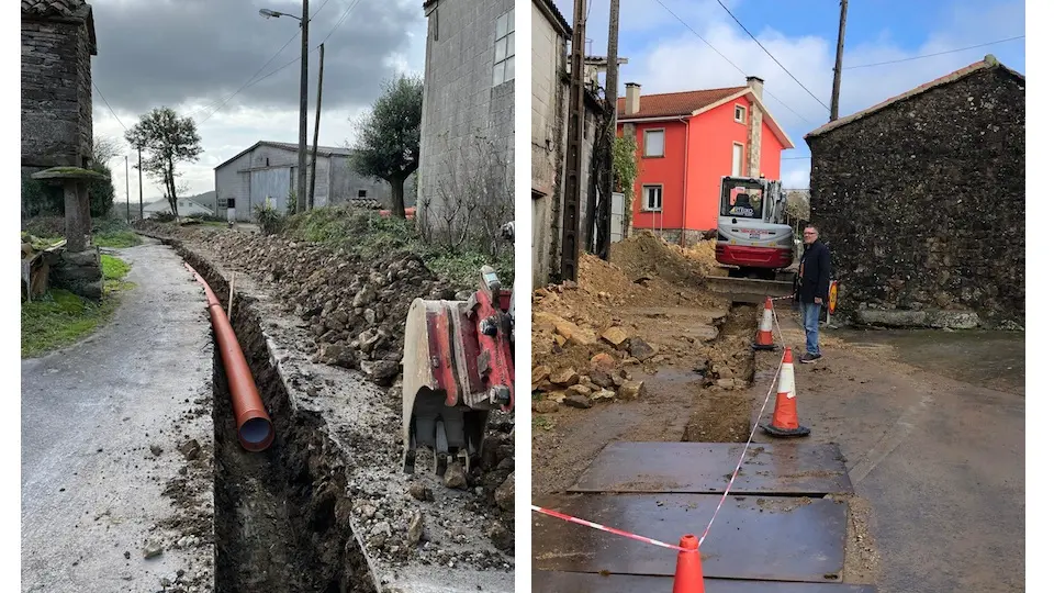 Obras saneamento en Muino-Zas