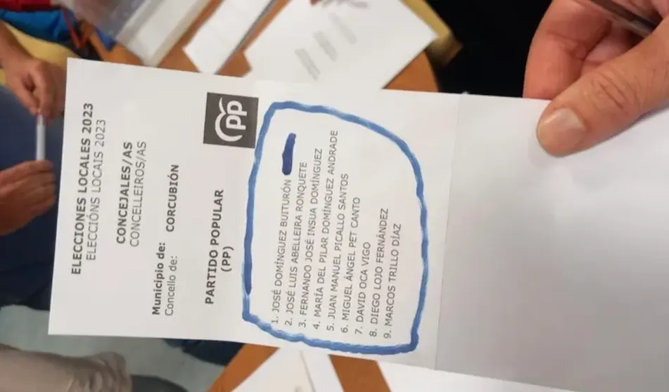 Voto de PP rotulado en Corcubión