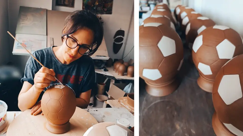 Maria Canedo de Feituras facendo os balons da oleria de Buno