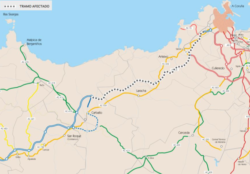 Autovia AG55 mapa