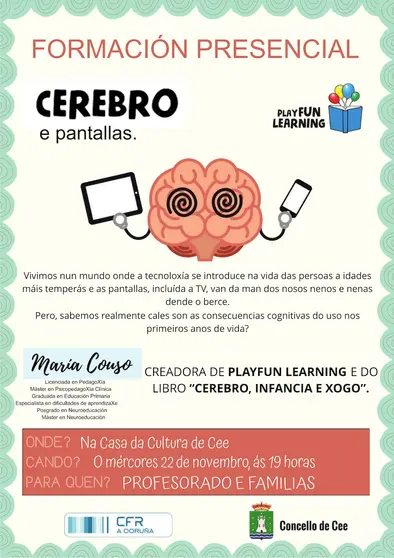 Formación Cerebro e pantallas. 22 de novembro en Cee