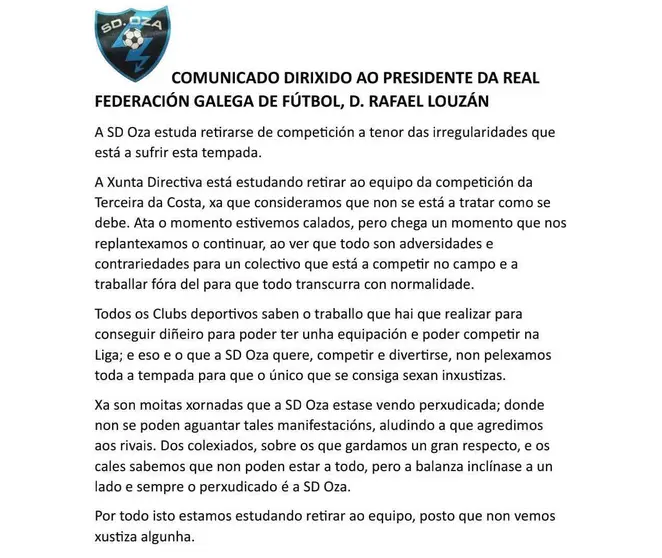 Comunicado SD Oza