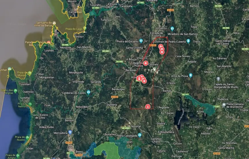 Mapa parque Eolico Monta da Croa Vimianzo