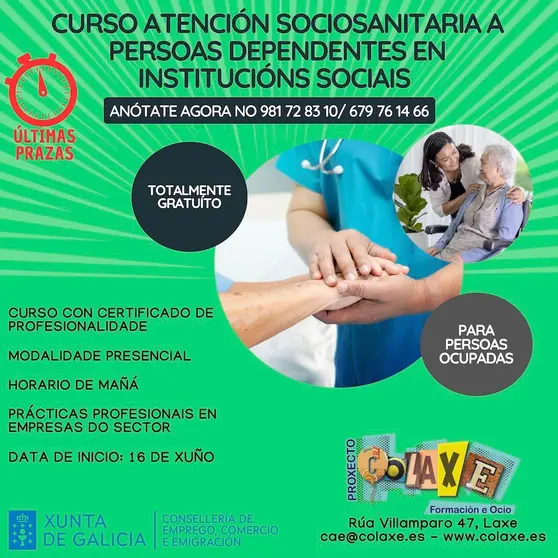 CARTEL ANUNCIO CURSO DEPENDIENTES EN IS XUÑO 2025 Colaxe