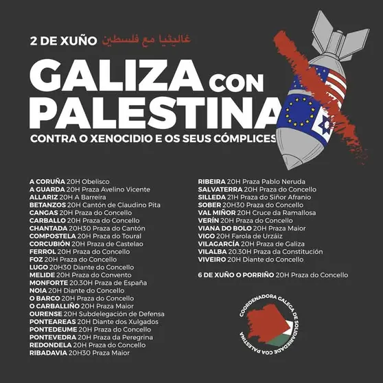 Carballo e Corcubión volven este luns á rúa por Palestina