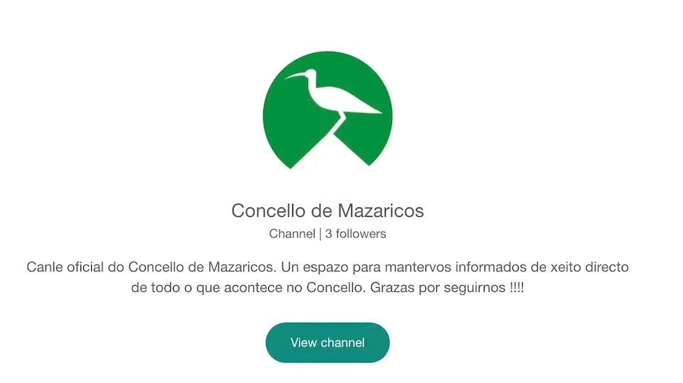 Canle de whastapp do Concello de Mazaricos