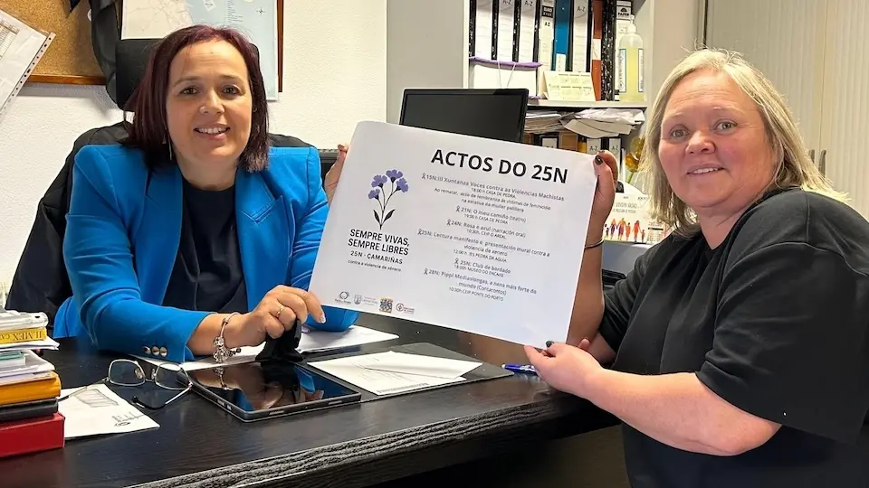 Sandra Iglesias e a concelleira Begona Tajes Programación 25n