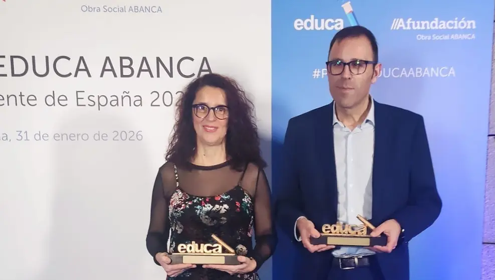 Fina Paulos e Oscar Rey Calo ganadores Premios Educa Abanca 2026 2