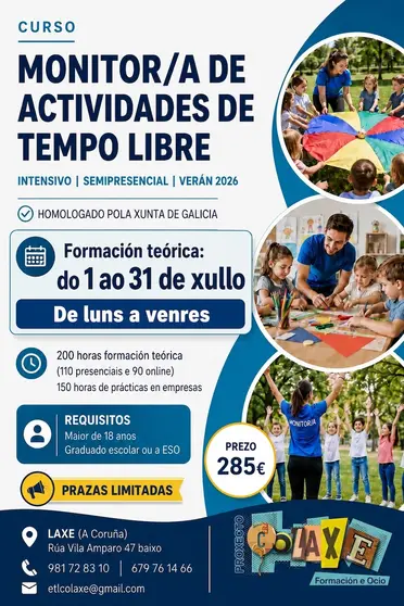 Cartel curso monitores 2026 Colaxe