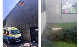 lousas que caen do Hospital Virxe da Xunqueira