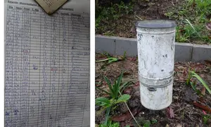 MOdesto tomando notas na estacion meteoroloxica de Buxantes