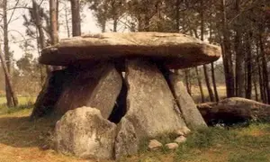 O dolmen de Dombate, previo a súa investigación arqueolóxica e posterior musealización