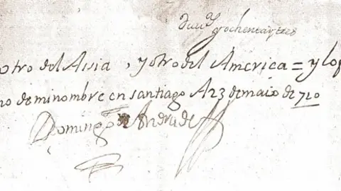 Derradeira folla do testamento de Andrade. Orixinal no Arquivo Histórico Universitario de Santiago