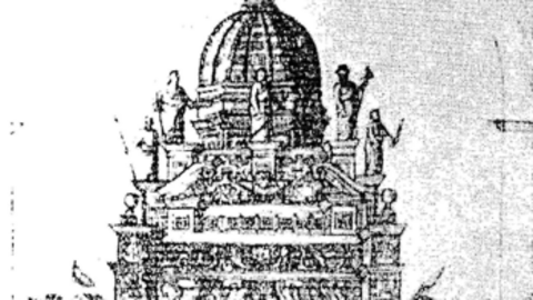 proxecto para o baldaquino do altar maior das catedral realizado por Vega e Verdugo no seu Informe dos anos 1656-57