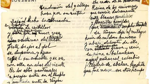 Poema manuscrito Abalando de Gonzalo Lopez Abente