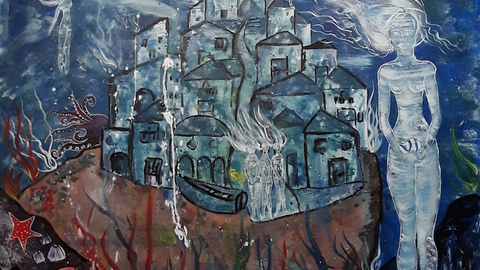 Vilaverde, cidade asolagada-Cadro de Viki Rivadulla